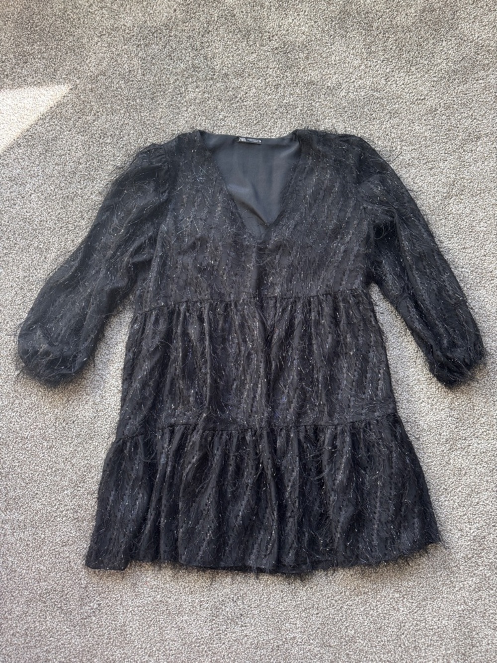 Zara Eyelash Fringe Tiered Party Dress
